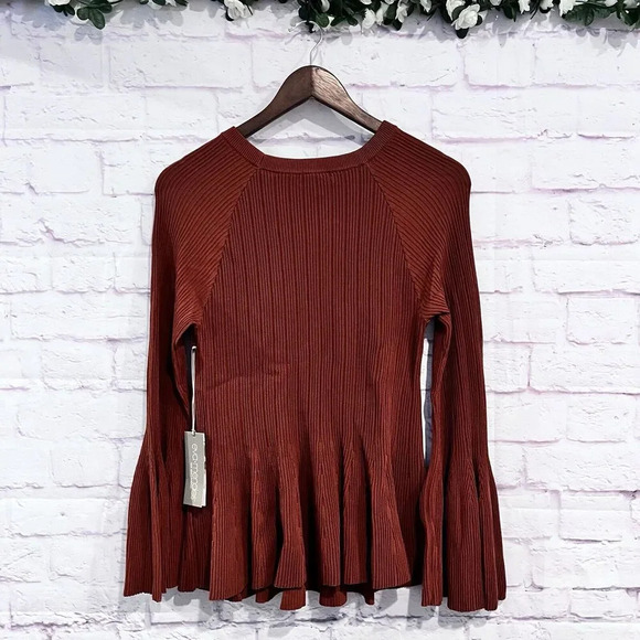 Eva Mendes by New York & Company Bell Sleeve Peplum Sweater Size Large - Picture 3 of 12